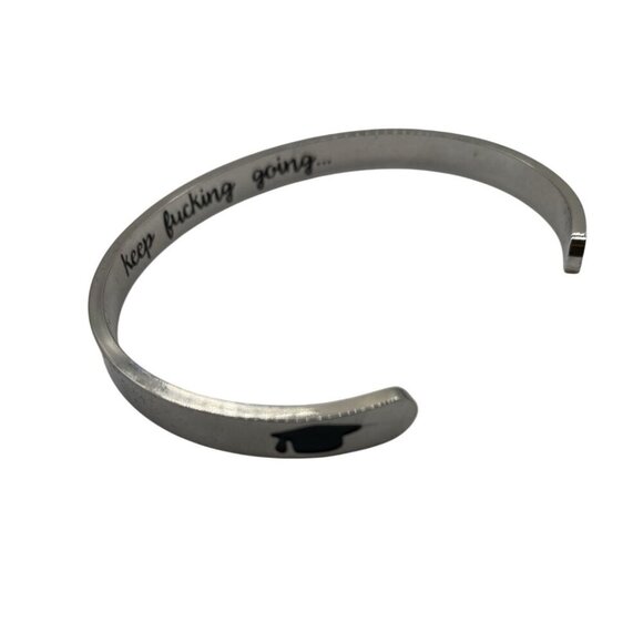 Graduation Bracelet 2019 Quote Engraved Cuff Keep Going Silver Plated Adjustable - Picture 1 of 8